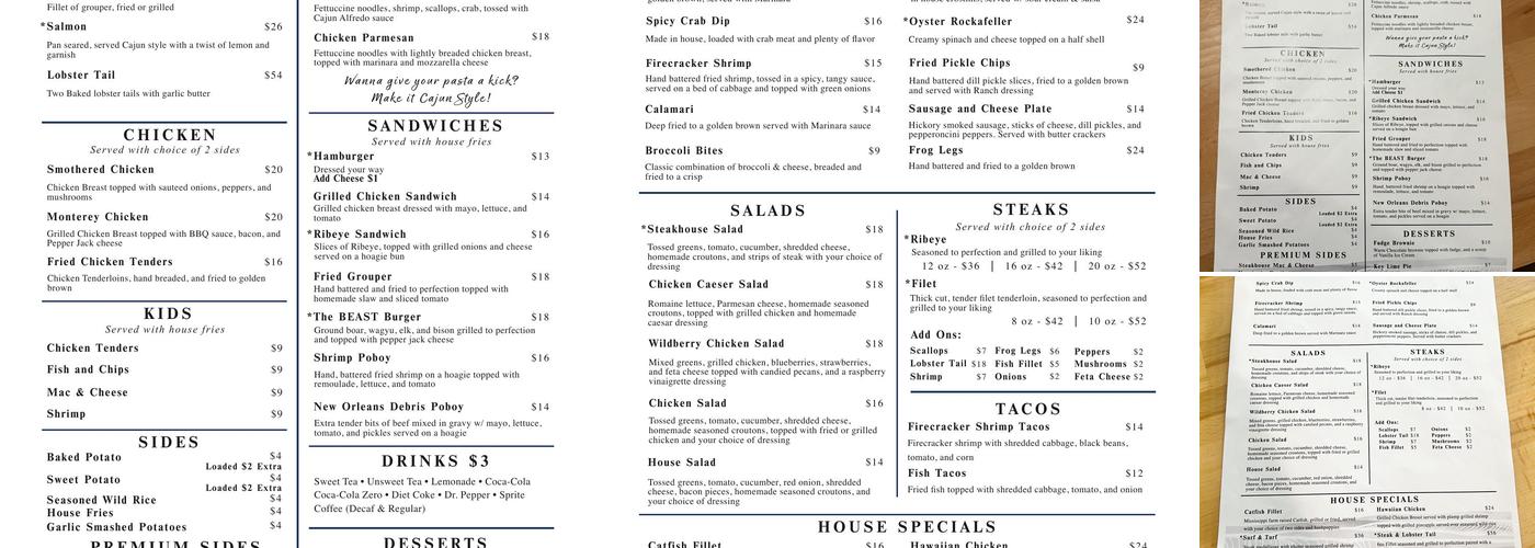 The Pier Menu