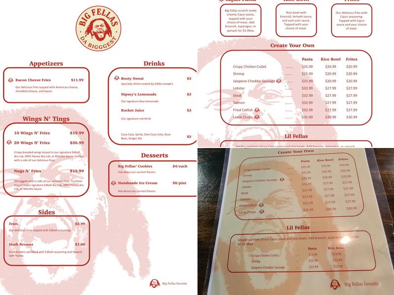 Big Fellas Menu