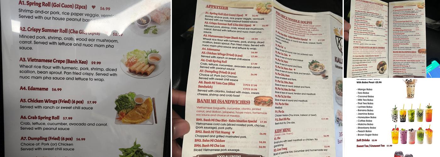 Kalm Bistro Menu