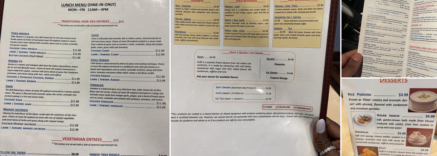 Curry Palace Menu