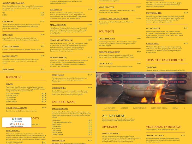 Curry Palace Menu
