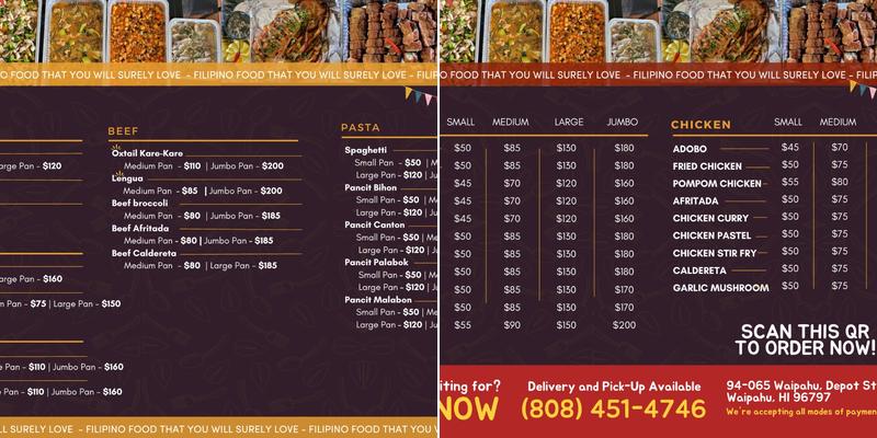 Pomaikai's Onolicious Menu