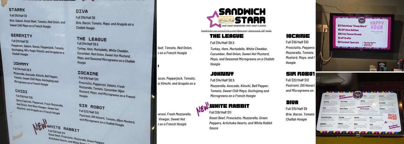 Sandwich Starr Menu
