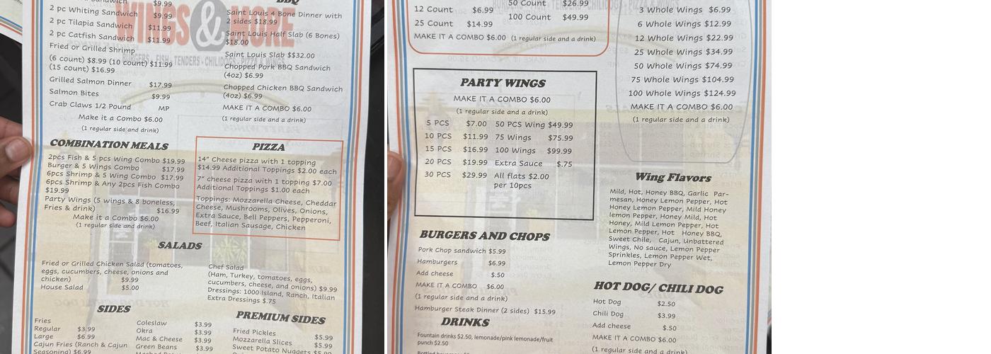 Wings & More Menu
