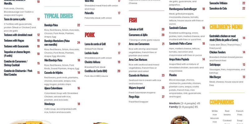 GastroBar Latino Menu