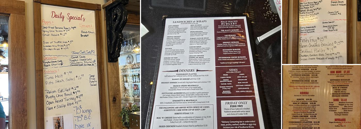 Rusty Nail Tavern Restaurant Menu