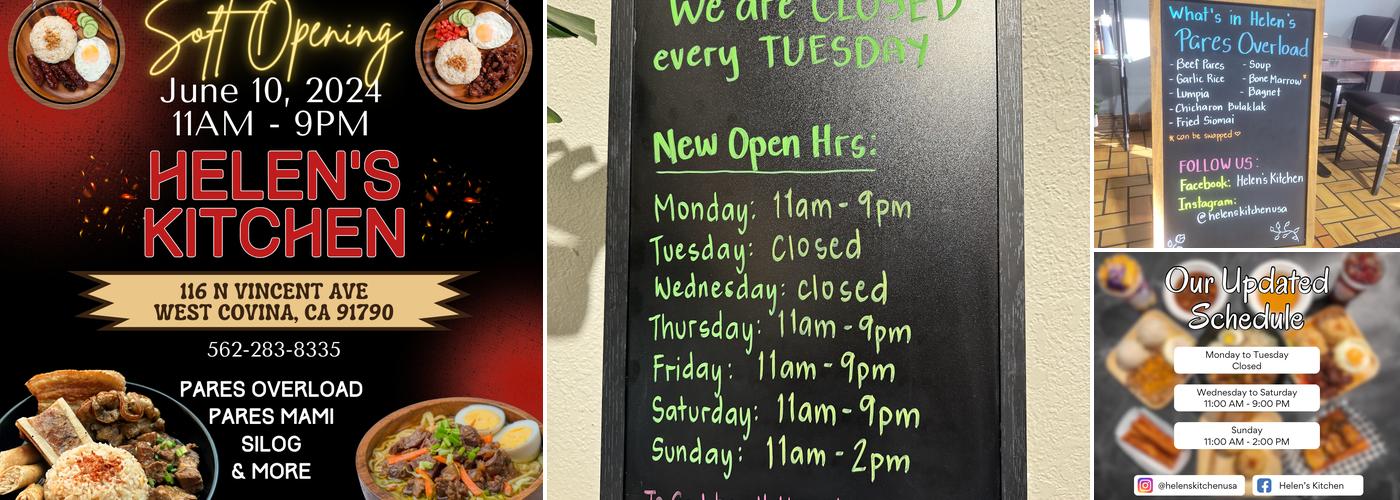 Helen’s Kitchen Menu