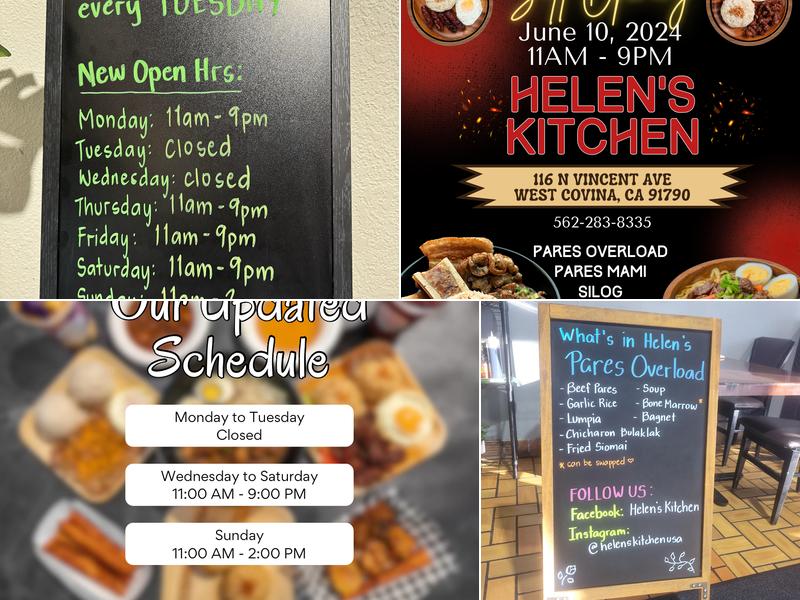 Helen’s Kitchen Menu