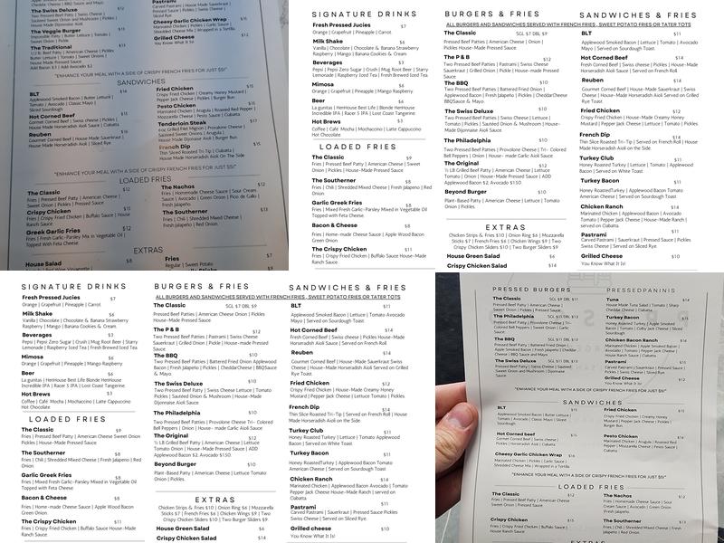 Pressed Restaurant Menu