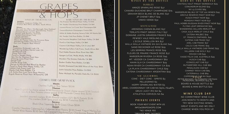 Grapes and Hops Menu