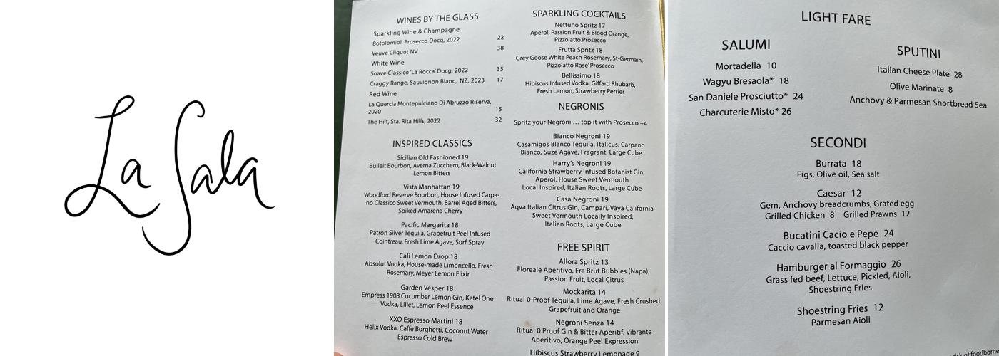 La Sala Menu