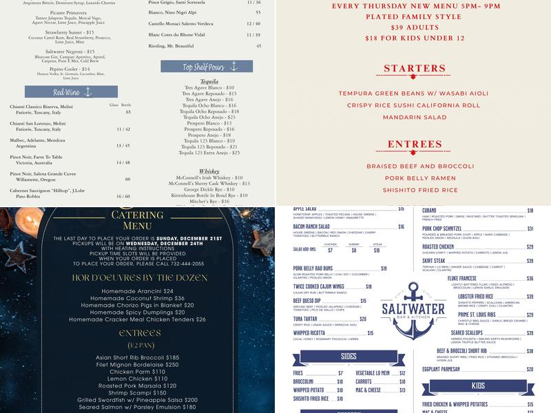 Saltwater Bar and Kitchen by Big Mike Menu