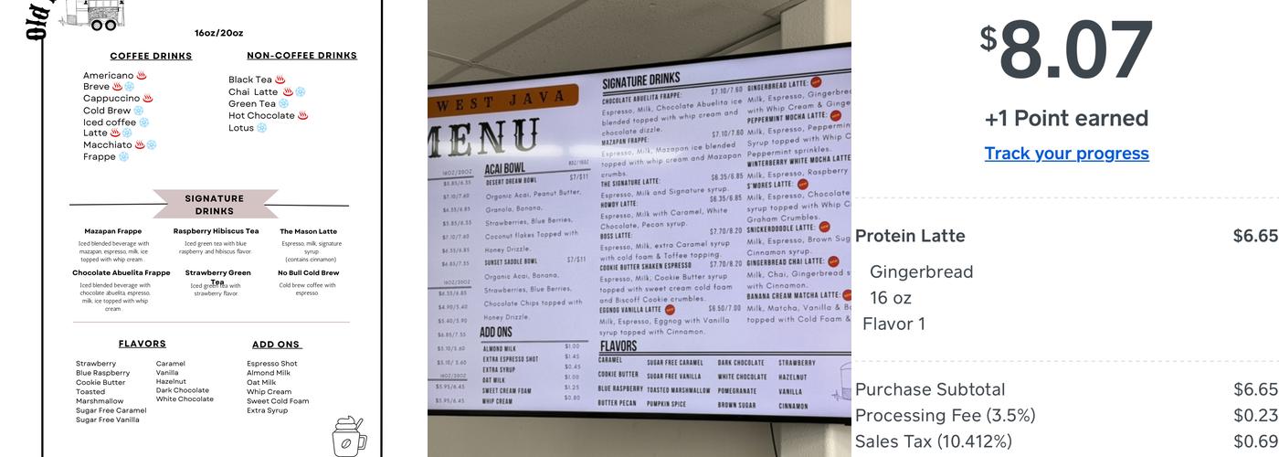 Old West Java Menu