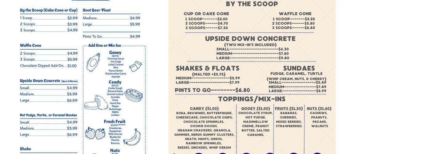 Honest John's Custard Menu