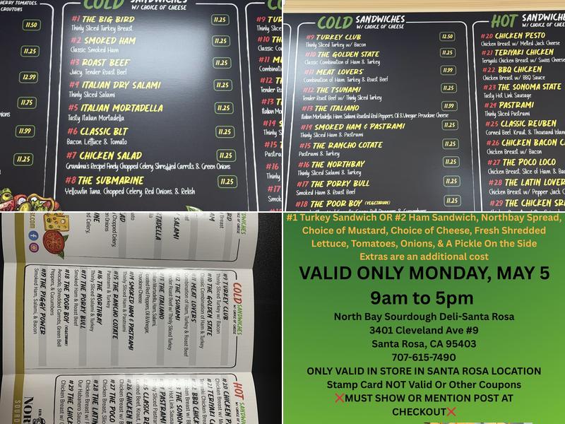 North Bay Sourdough Deli Menu