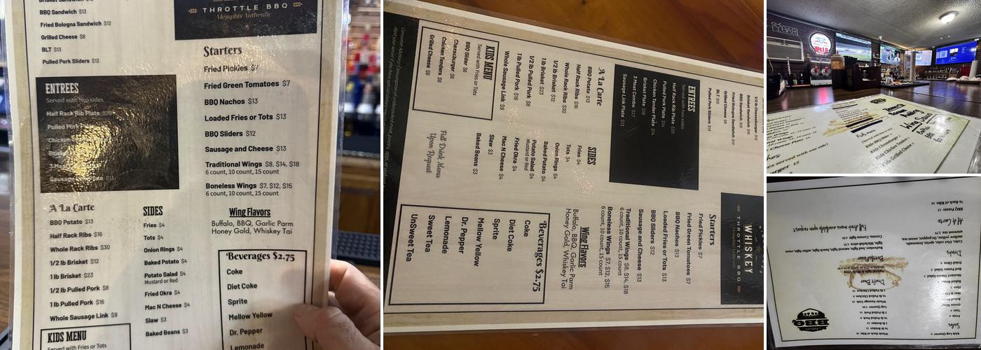 Whiskey Throttle BBQ Menu