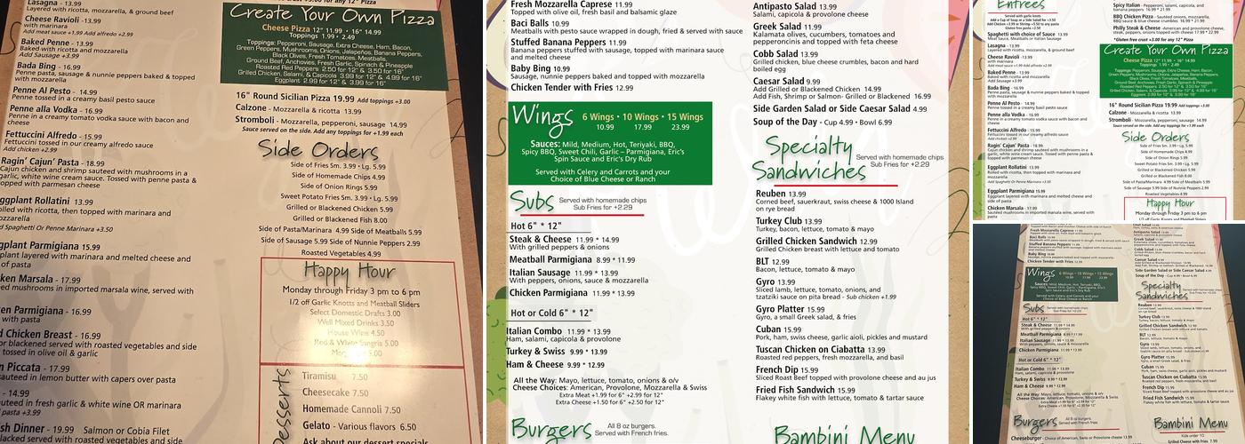 Baci Beachside Menu