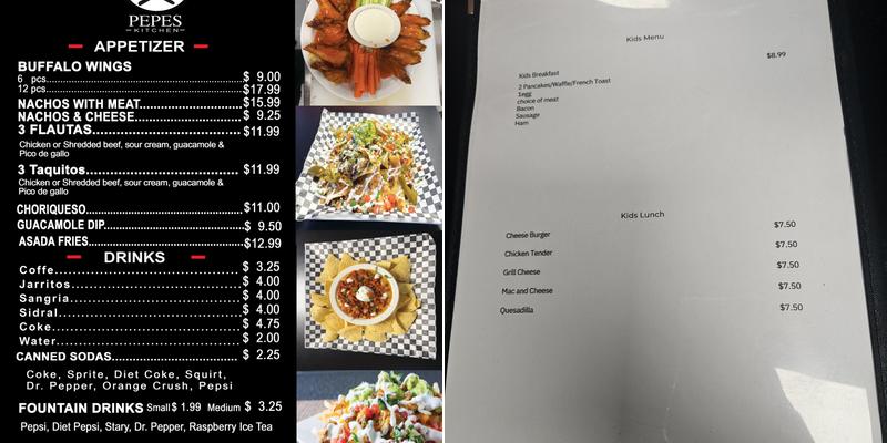 PEPES KITCHEN Menu