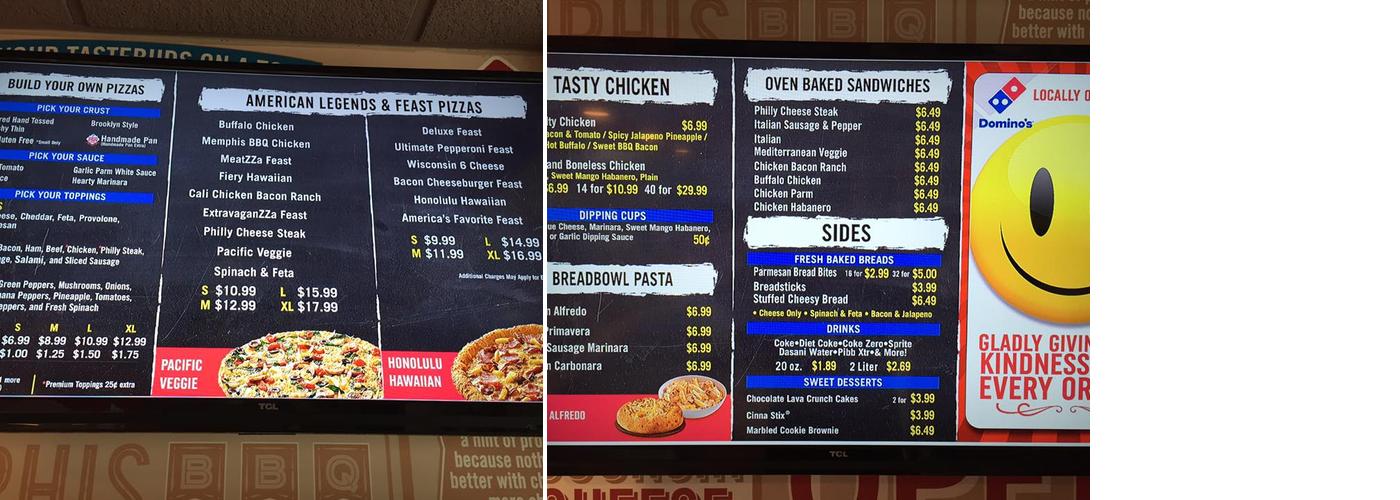 Domino's Pizza Menu