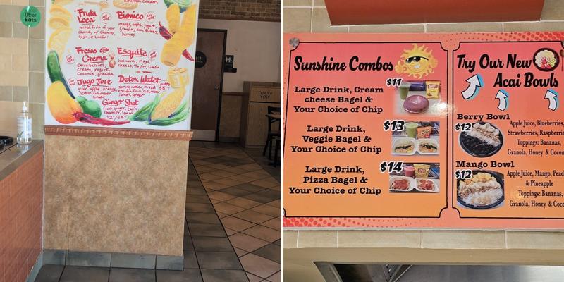 Sunshine Smoothies Menu