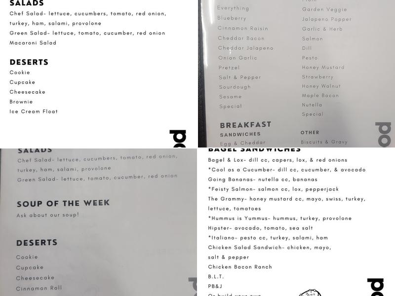 Everything Bagels Menu