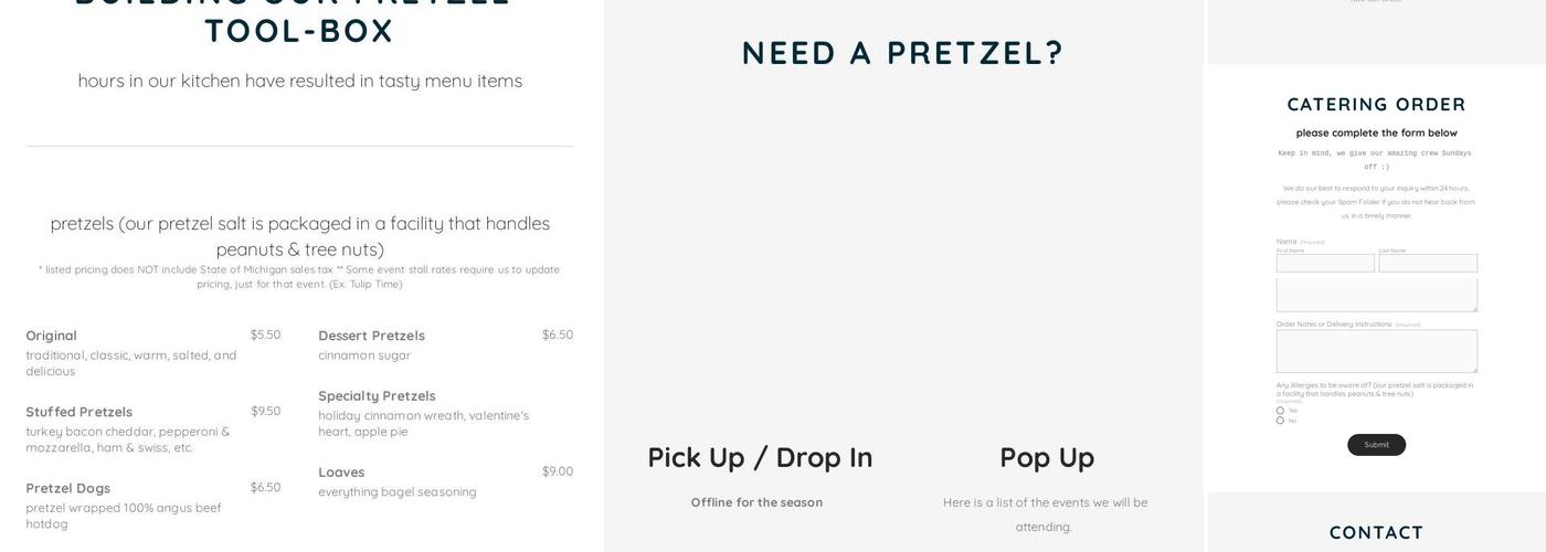 Knot Spot Pretzel Menu