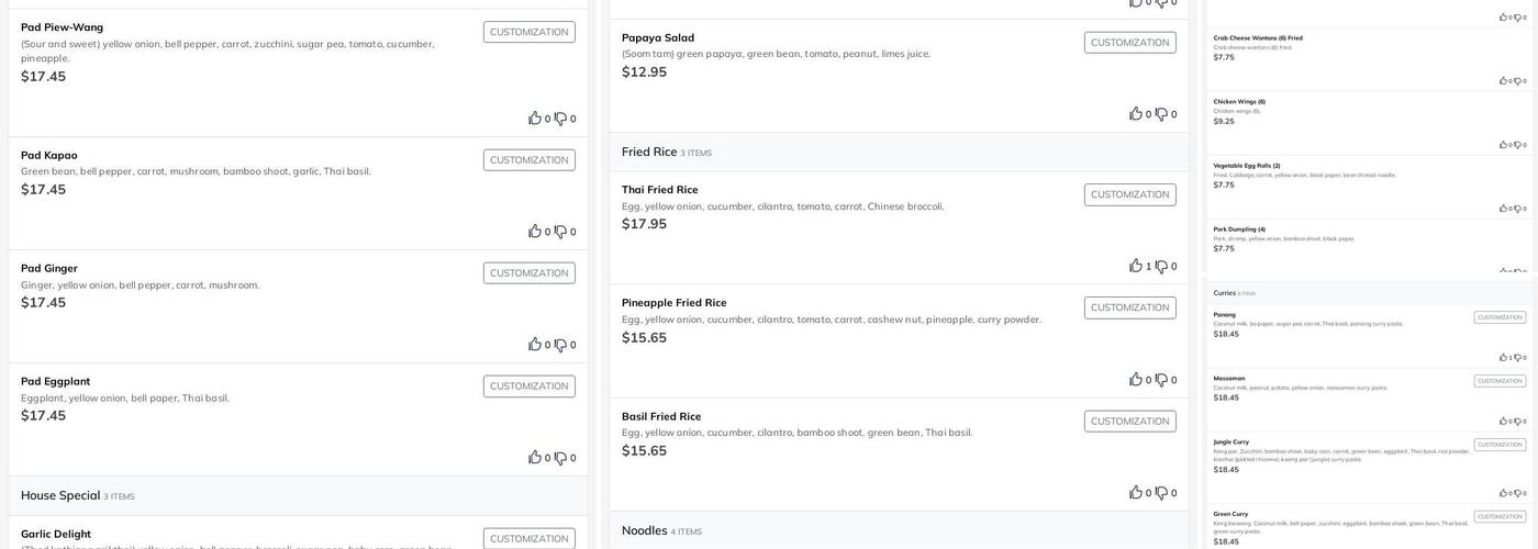 Thai Arun Cafe Menu