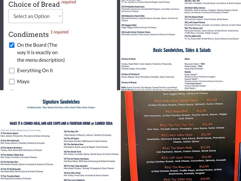 The Sandwich Spot (Sunnyvale) Menu