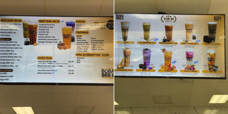 Boba Bee Menu