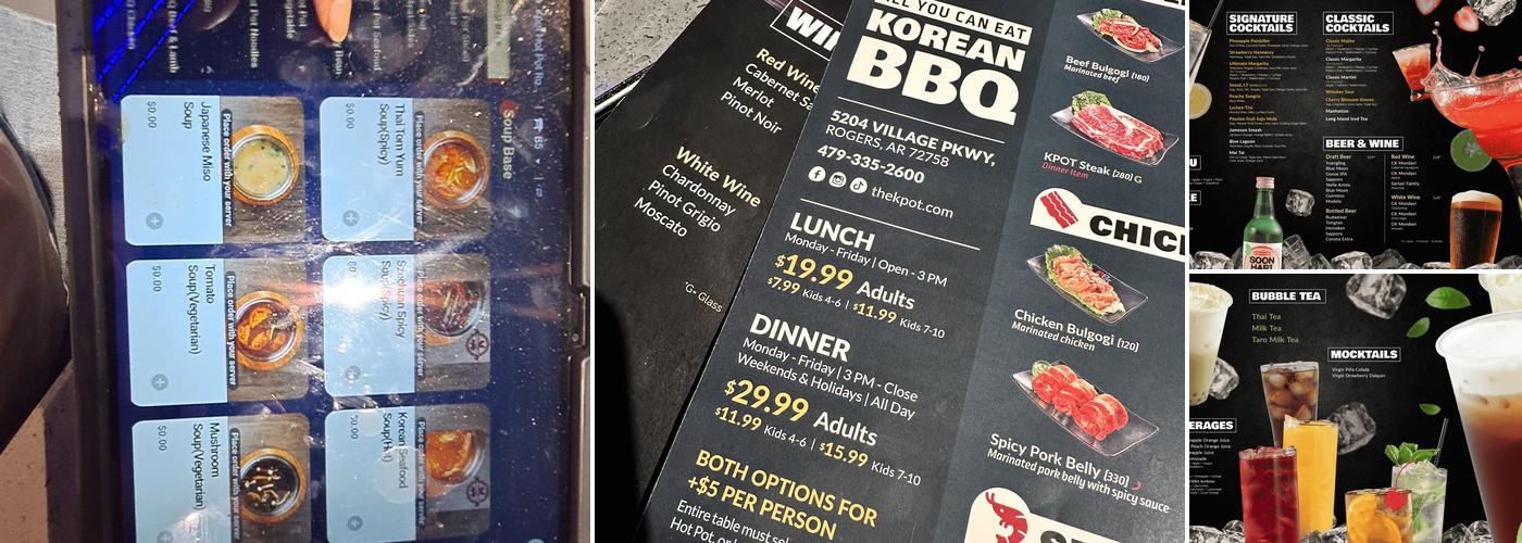 KPOT Korean BBQ & Hot Pot Menu