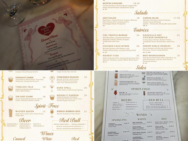 Ciel - Downtown Menu