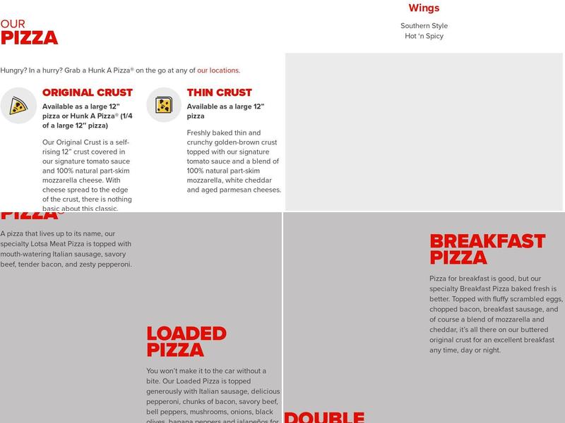 Hunt Brothers Pizza Menu