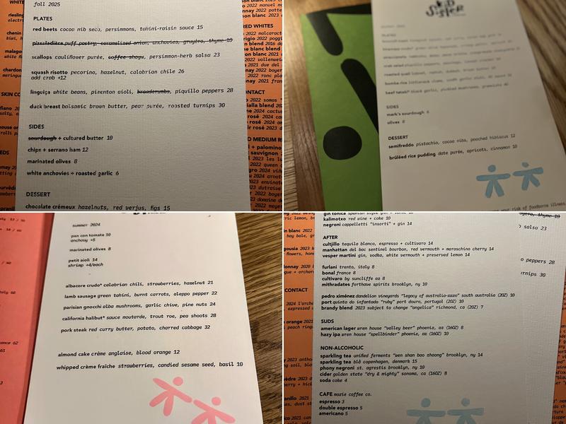 kid sister A WINE BAR Menu