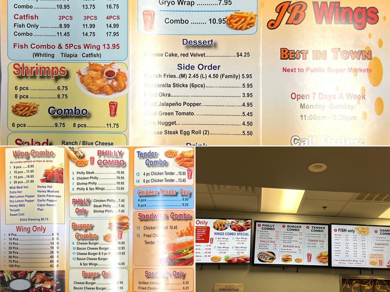 JB WINGS Menu