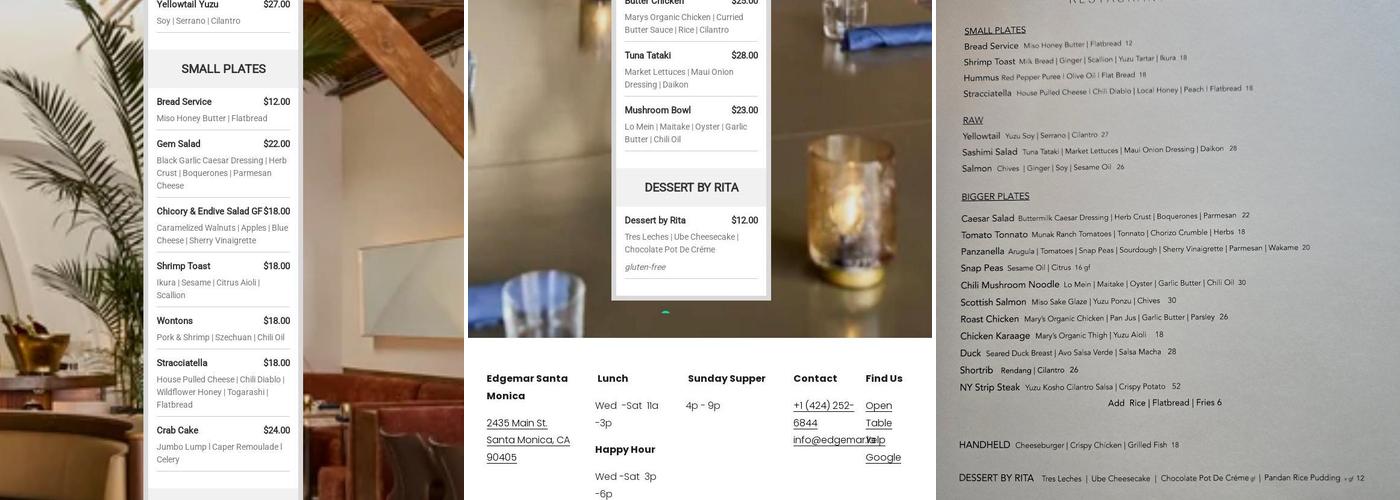 Edgemar Restaurant + Lounge Menu