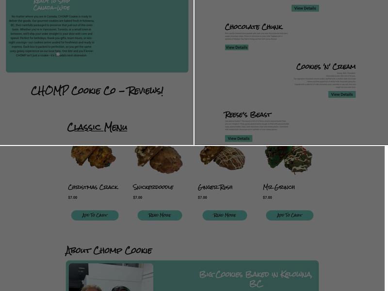 Chomp Cookie Co Menu