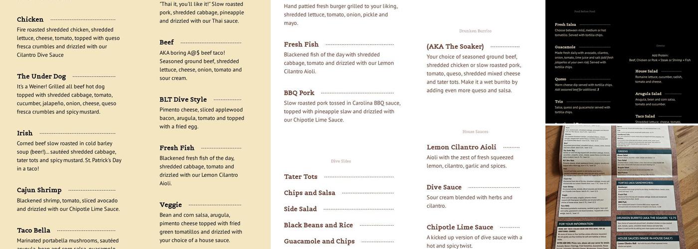 Taco Dive Menu
