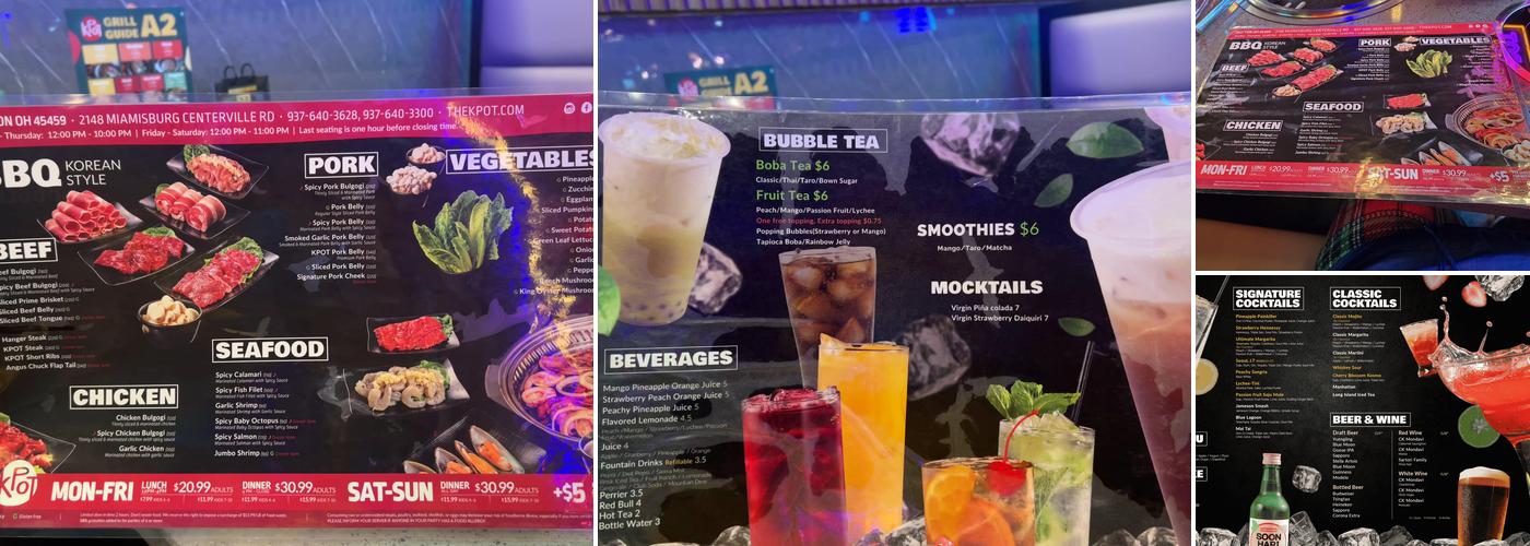 KPOT Korean BBQ & Hot Pot Menu