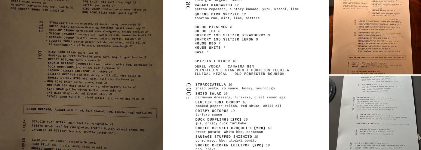Shiso Menu