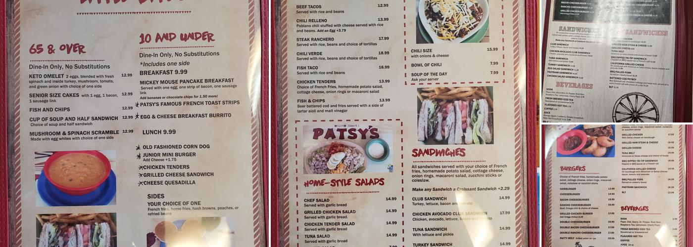 Patsy Mae's Cafe Menu