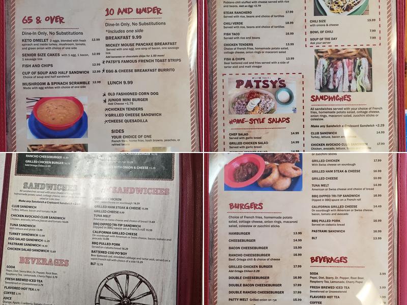 Patsy Mae's Cafe Menu