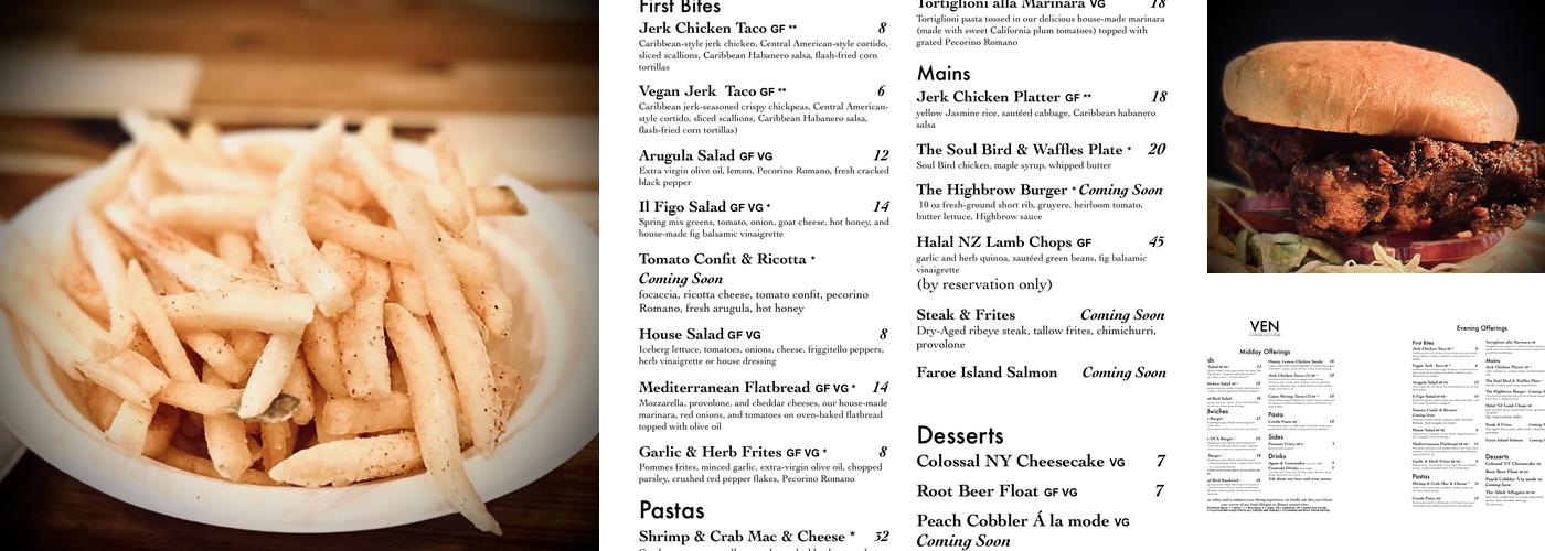 VEN A COMMUNAL EATERY Menu