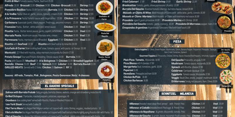 El Gaucho Trattoria Menu