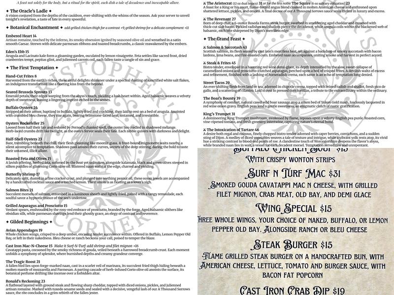 Christopher's Corner Menu