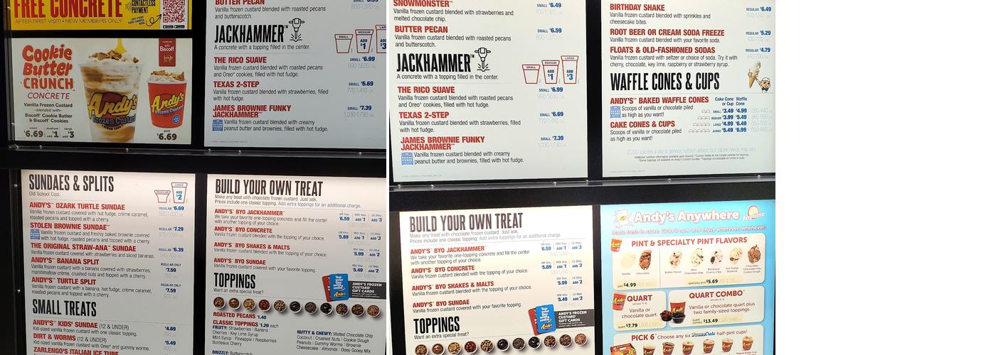 Andy's Frozen Custard Menu