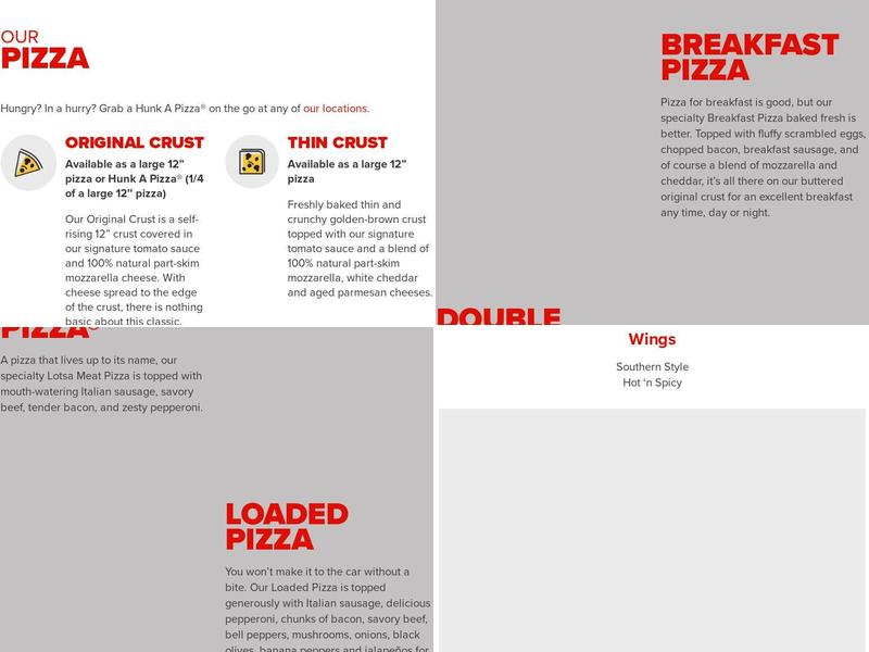 Hunt Brothers Pizza Menu
