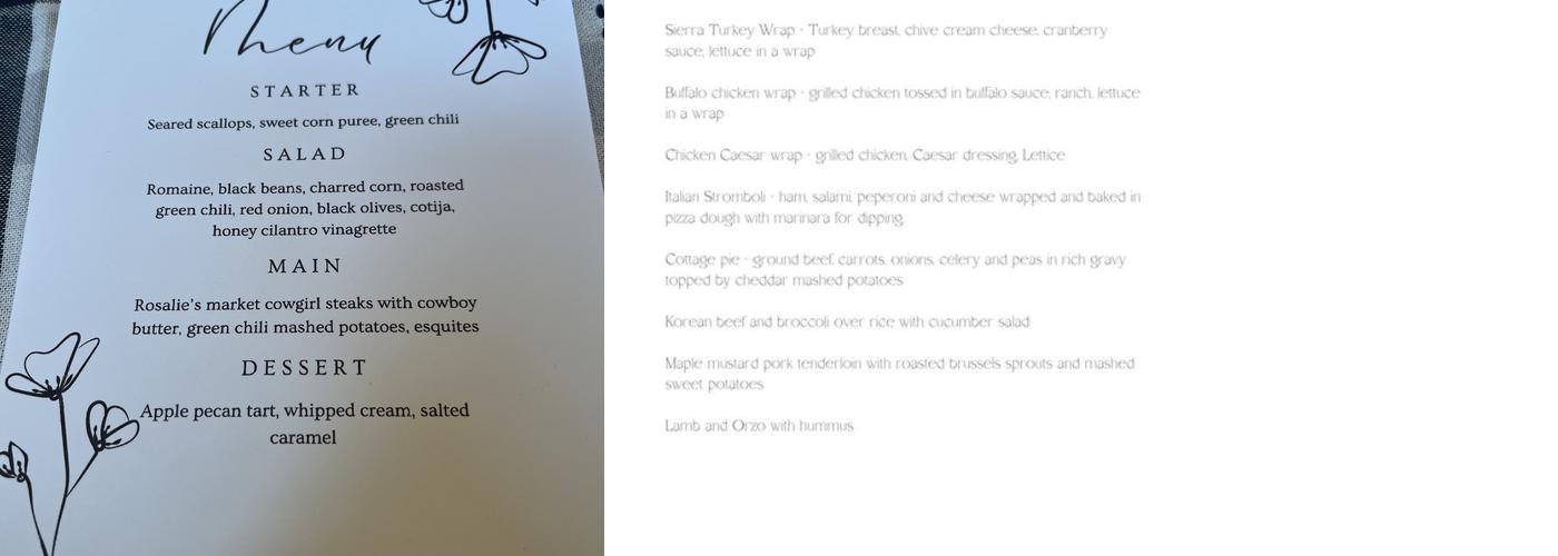 The Kitchen Yeti Menu