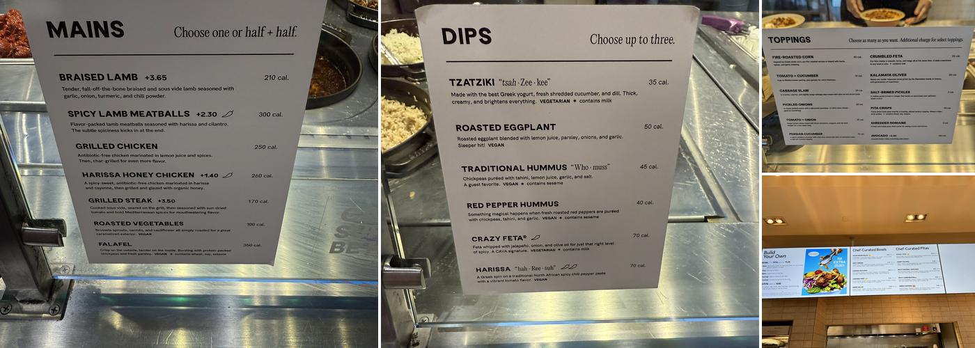CAVA Menu