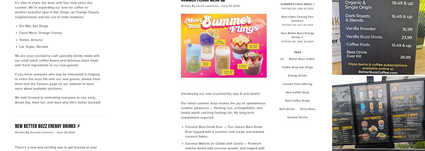 Better Buzz Coffee - Oceanside Menu