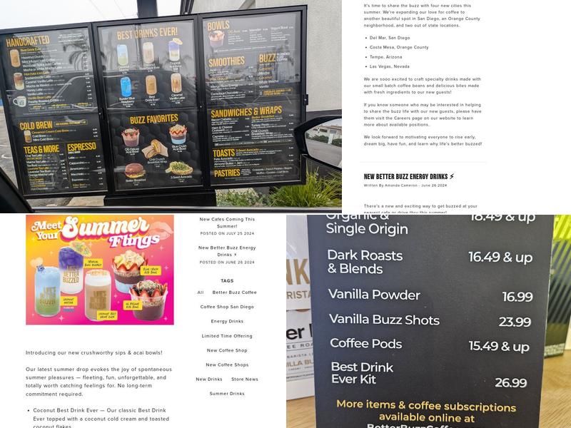 Better Buzz Coffee - Oceanside Menu